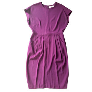 MM.LaFleur Magenta The Masha Cap Sleeve Midi Sheath Dress Size 12